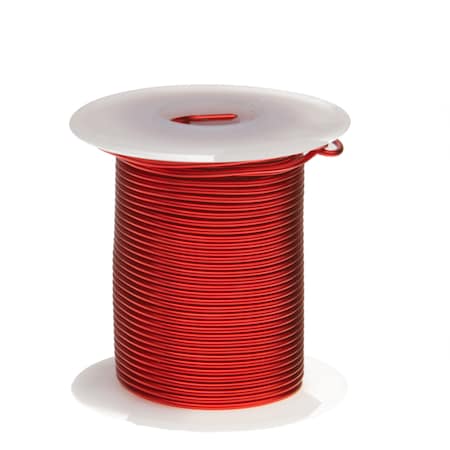 Magnet Wire, Heavy Build Enameled Copper Wire, 20 AWG, 4 Oz, 78' Length, 0.0346 Diameter,Red
